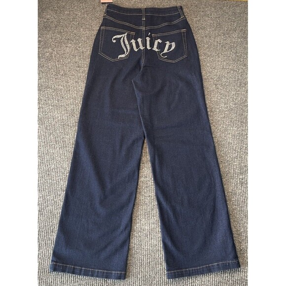 Juicy Couture Jeans 7/28 "Lunita" Y2K High Rise Wide Leg Relaxed Bedazzled NEW - Picture 8 of 12